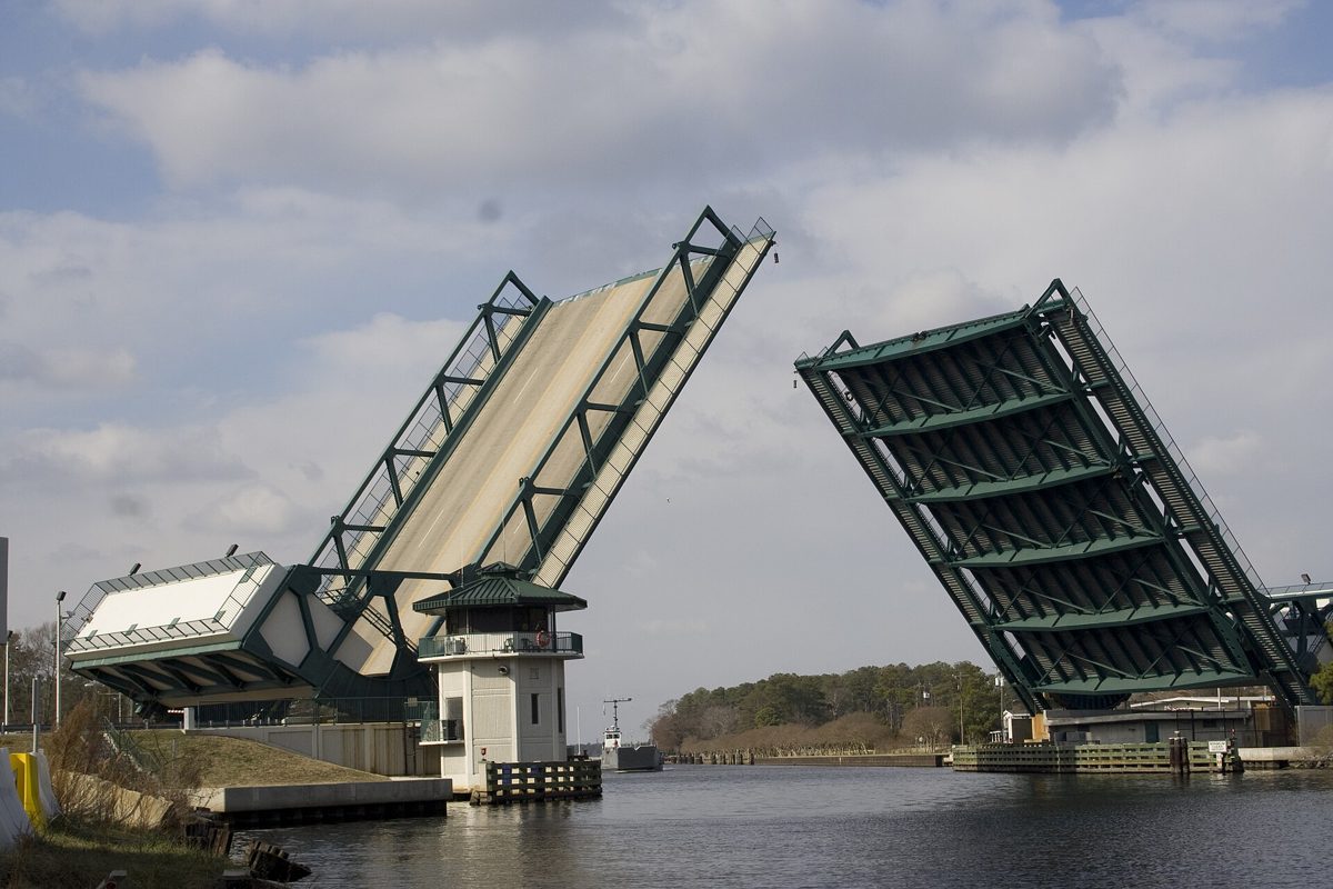 Great Bridge raised above the Albemarle and Chesapeake Canal